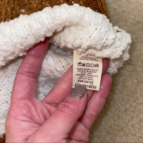 Mystree Cream Color Block Confetti Turtle Neck Soft & Cozy Sweater S M L NWT - Picture 16 of 17